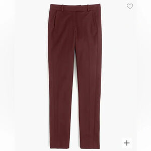 J. Crew Women’s Maddie Two Way Stretch Cotton Ankle Pants Maroon‎ Size 8T NWT